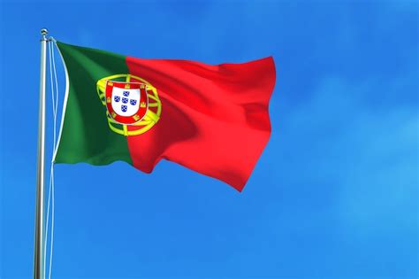 Bandera de portugal en el fondo del cielo azul | Foto Premium