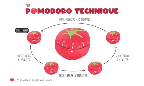 The pomodoro technique clipart. Pomodoro method chart watercolor style vector illustration ...