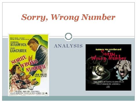 Sorry Wrong Number ANALYSIS Radio and the Imagination