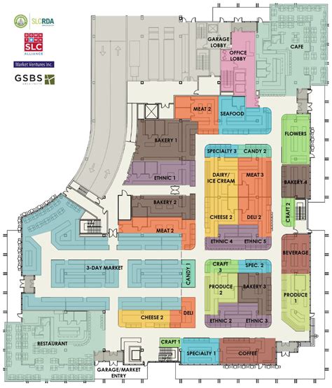 Proposed public market floor plan - Building Salt Lake