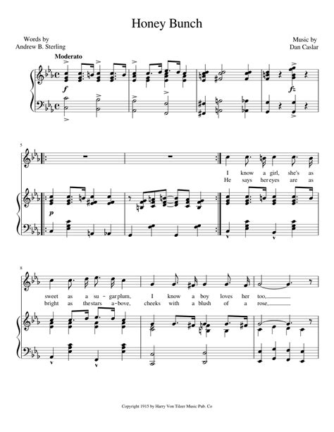 Honey Bunch - Song Version Sheet music for Piano, Voice | Download free in PDF or MIDI ...