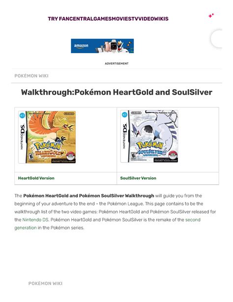 Walkthrough Pokémon Heart Gold and Soul Silver Pokémon Wiki Fandom - Walkthrough:Pokémon ...