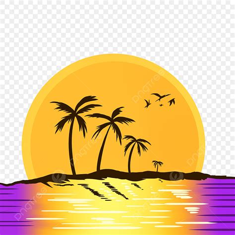 Small Palm Tree Silhouette PNG Transparent, Summer Palm Tree Silhouette Gradient Sea Poster ...