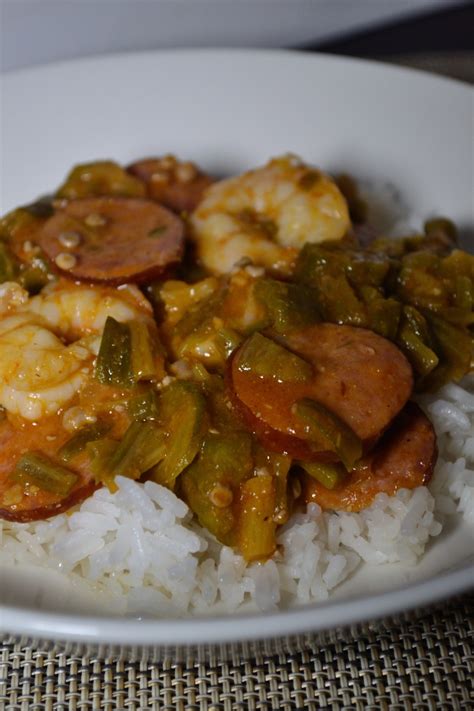 Smothered Okra with Sausage & Shrimp - Coop Can Cook