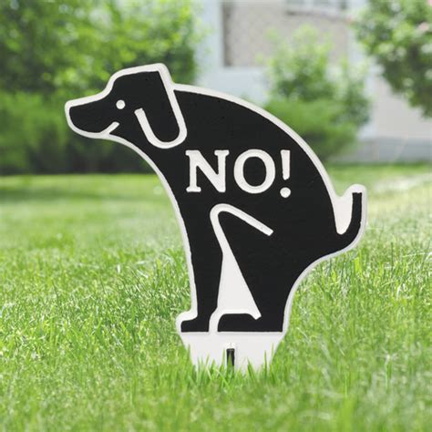 No Dog Poop Lawn Sign Silhouette Shaped - Black/White