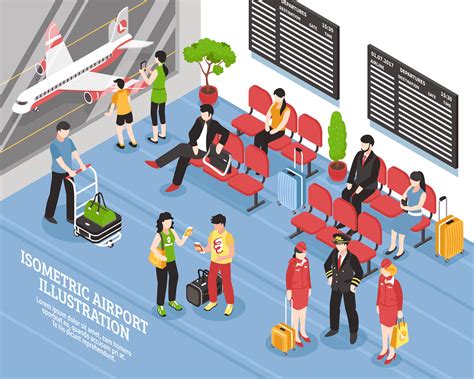 Airport Departure Lounge Isometric Poster 470867 Vector Art at Vecteezy