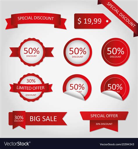 Offer sale price tag discount promotion Royalty Free Vector