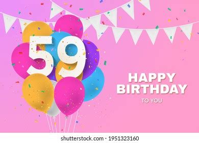 Happy 59th Birthday Balloons Greeting Card Stock Illustration 1951323160 | Shutterstock