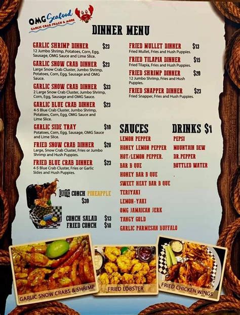 Online Menu of OMG Seafood Restaurant, Thomasville, Georgia, 31792 - Zmenu