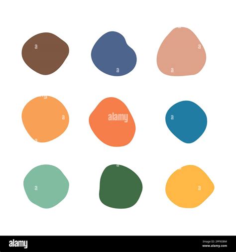 Round blob, circles, empty label. Abstract irregular shapes, set of bubbles. Organic color ...