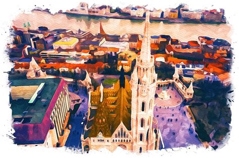 Premium Photo | Budapest hungary beautiful watercolor landscape