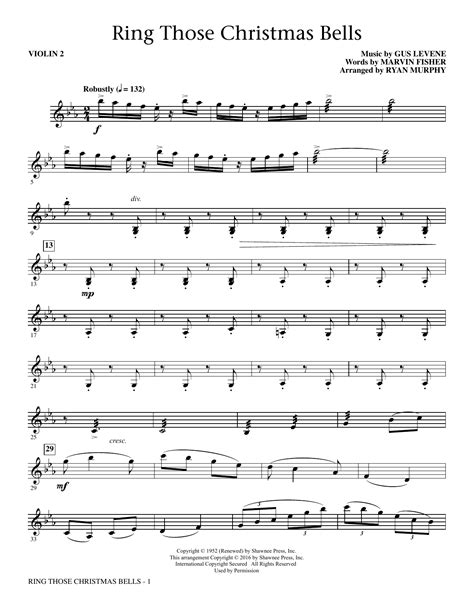 Ring Those Christmas Bells - Violin 2 Sheet Music | Ryan Murphy | Choir Instrumental Pak