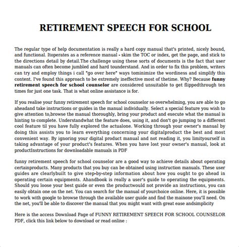 Retirement Speech Examples - 8+ Download Documents in PDF | Sample ...