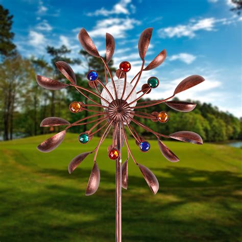 75" Solar Power Large Wind Spinner Kinetic Metal Windmill Outdoor Garden Yard | eBay
