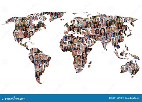 World Map Earth Multicultural Group of People Integration Divers Stock ...