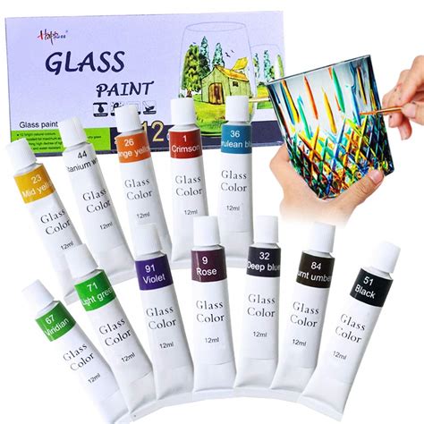 Buy Happlee Stained Glass Paint Non Toxic Porcelain Paint Permanent Acrylic Enamel Paint ...