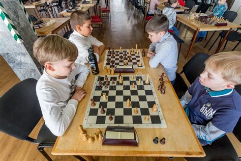 People Play Chess during Chess Competition in Chess Club. Education ...