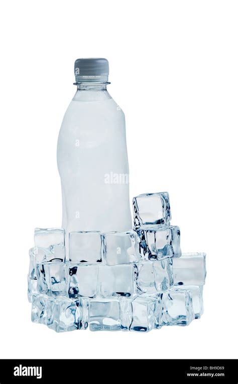 Healthy cold mineral water bottle with ice cubes Stock Photo - Alamy