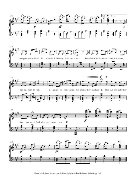 Comin' Thro the Rye Sheet music for Piano - 8notes.com