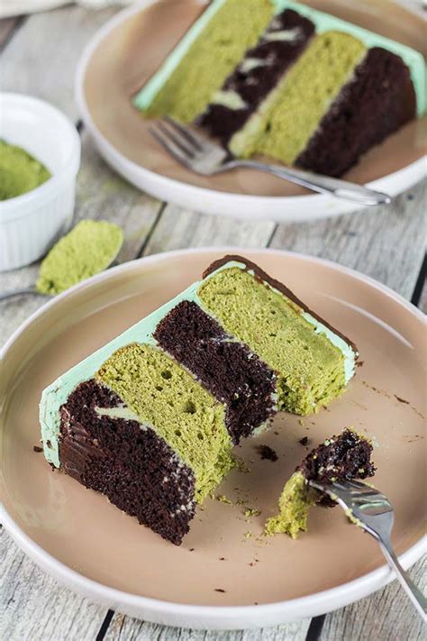 Chocolate Green Tea Cake (Matcha Cake) - w/ White Chocolate Ganache