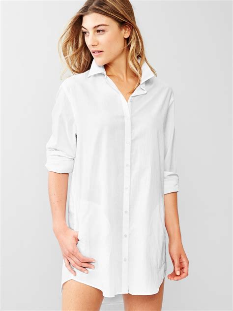 Gap | White Cotton Button-Down Nightshirt | Lyst