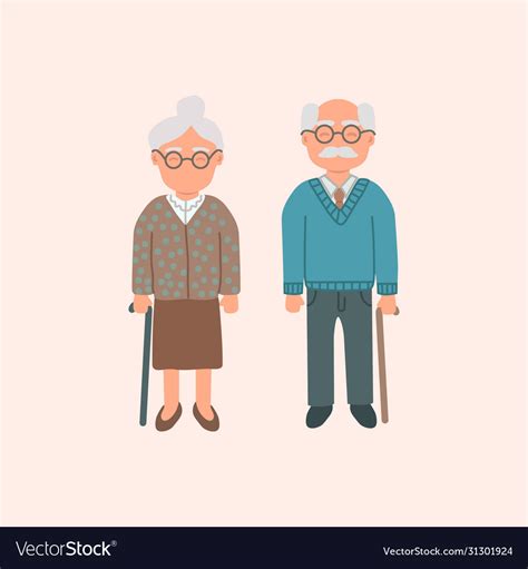 Elderly cartoon couple grandmother Royalty Free Vector Image