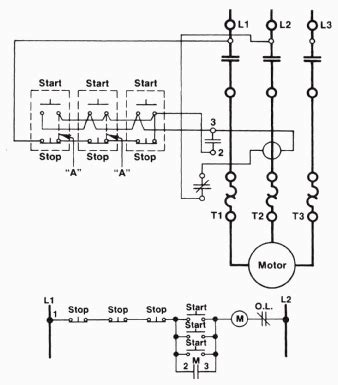 A Three-Wire Start/Stop Circuit with Multiple Start/Stop Push Buttons