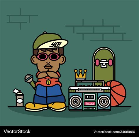 Hip hop rapper cartoon character cute hop Vector Image