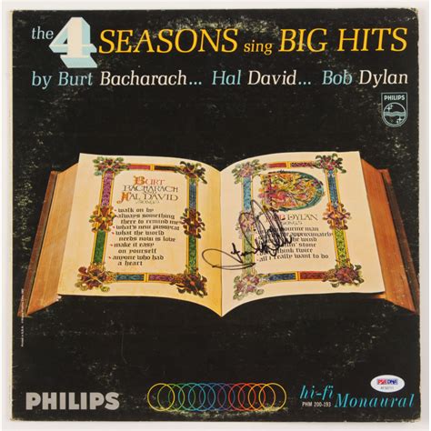 Frankie Valli Signed The Four Seasons "The Four Seasons Sing Big Hits" Vinyl Record Album Cover ...