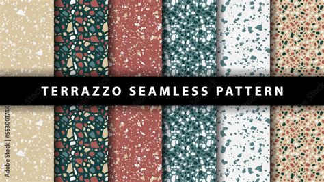 Set of terrazzo seamless patterns. Terrazzo floor pattern. Terrazzo ...