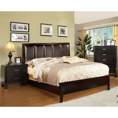 Furniture of America Contemporary 2-Piece Leatherette Bed with ...