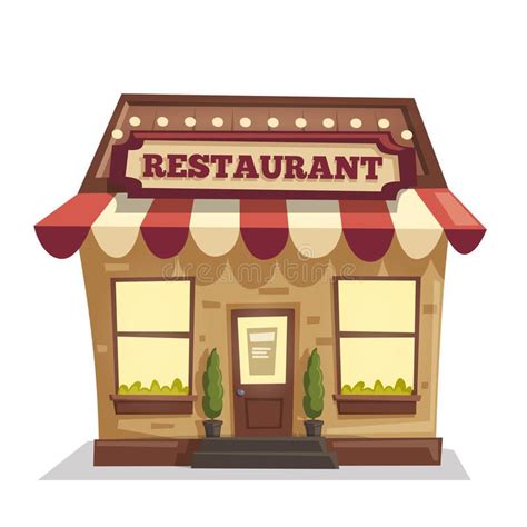 Restaurant or cafe. Exterior building. Vector cartoon illustration. Food and dri #Sponsored , # ...