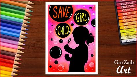 How to draw save girl child poster chart for school students ( very ...