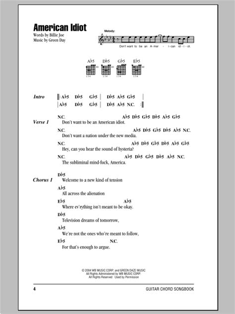 American Idiot by Green Day - Guitar Chords/Lyrics - Guitar Instructor