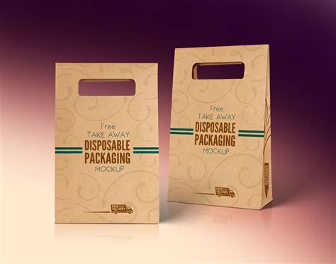 Free Kraft Paper Disposable Food Bag Packaging Mockup PSD - Good Mockups