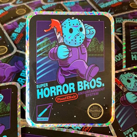 Super Horror Bros. black Box Hologram Sticker - Etsy | Horror cartoon, Hologram stickers, Horror