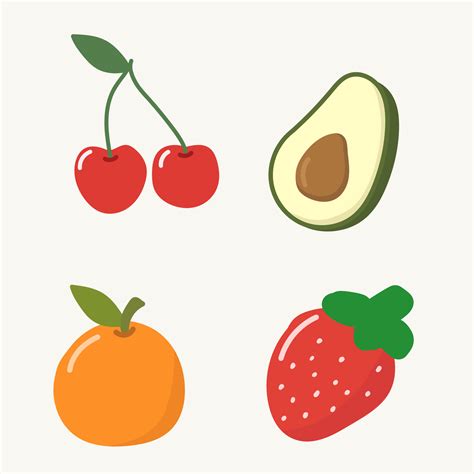 Hand drawn adorable fruit collection, Cute hand drawn fruit set vector ...