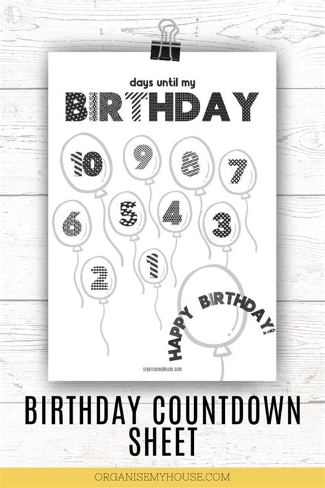 Free Kids Printable Birthday Countdown Calendar They'll Love