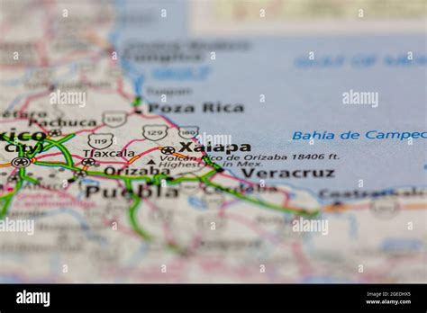 Xalapa Mexico shown on a road map or Geography map Stock Photo - Alamy