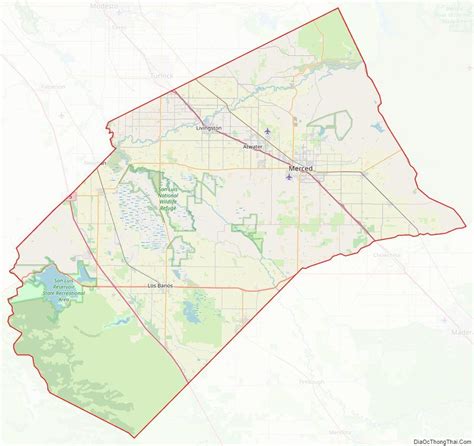 Street map of Merced County, California | Merced county, Map, Merced