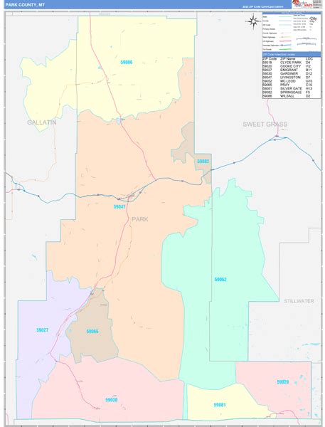 Park County, MT Wall Map Color Cast Style by MarketMAPS - MapSales