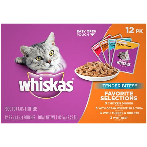 (12 Pack) WHISKAS TENDER BITES Favorite Selections Variety Pack Wet Cat ...