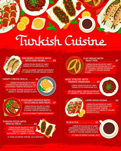 Turkish cuisine menu template, traditional food 23519113 Vector Art at Vecteezy