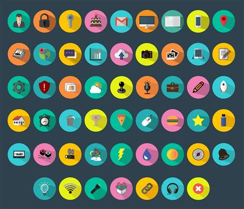 Free 52 Colorful Flat Icons Vector - TitanUI