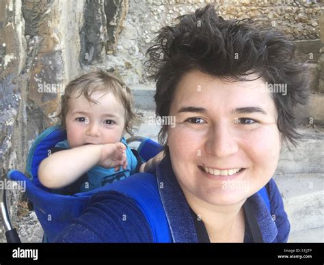 Mother and baby hiking portrait Stock Photo - Alamy