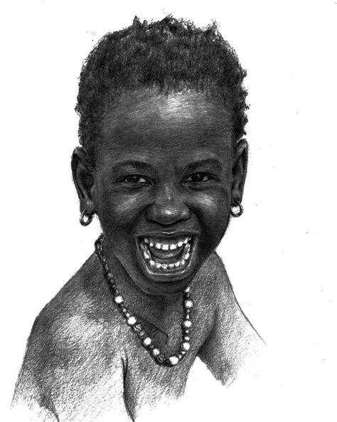 African Child Drawing by Lou Ortiz