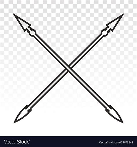 Crossed for medieval spear lance weapon line art Vector Image