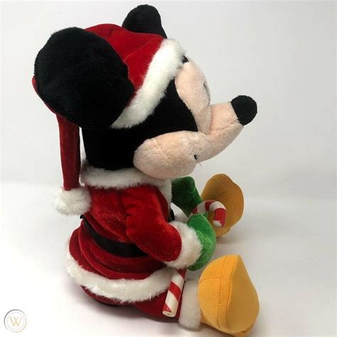 Gemmy Animated Singing Mickey Mouse Santa Christmas Plush Candy Cane ...