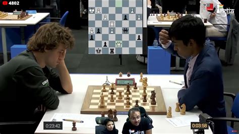 Thrilling final moments between Magnus Carlsen vs Praggnanandhaa | Tata ...