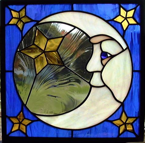 Man in the Moon Stained Glass Window | Faux stained glass, Stained ...